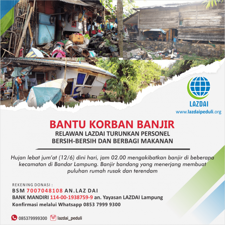 LAZDAI Bantu Korban Banjir Bandang Bandar Lampung
